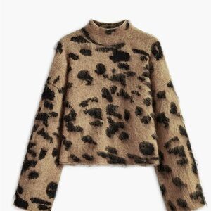 Commense Leopard Print Sweater - Black and Tan